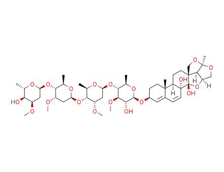 Molecular Structure of 1417887-96-7 (stauntogenin B 3-O-α-L-cymaropyranosoyl-(1→4)-β-D-cymaropyranosoyl-(1→4)-β-D-cymaropyranosoyl-(1→4)-β-D-thevetopyranoside)