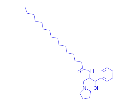 Molecular Structure of 163042-29-3 (Hexadecanamide, N-[(1R,2R)-2-hydroxy-2-phenyl-1-(1-pyrrolidinylmethyl)ethyl]-)