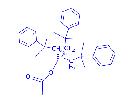 Molecular Structure of 1636-70-0 (tris(2-methyl-2-phenylpropyl)stannanyl - acetic acid (1:1))