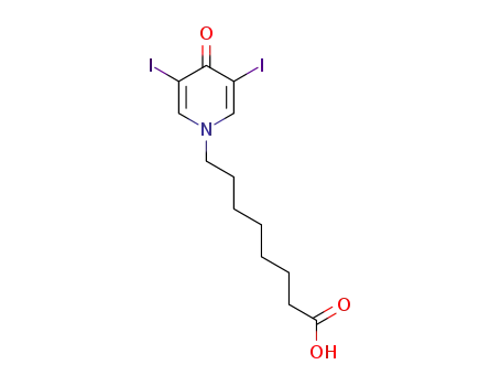 Molecular Structure of 16345-00-9 (1,4-Dihydro-3,5-diiodo-4-oxo-1-pyridineoctanoic acid)
