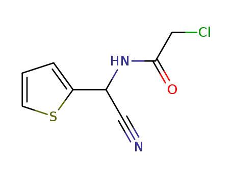 Molecular Structure of 263137-41-3 (2-Chloro-N-(cyano-2-thienylMethyl)acetaMide)
