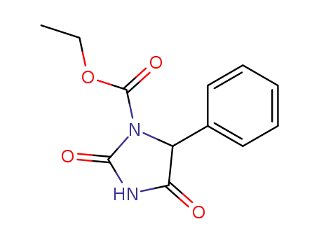 Molecular Structure of 18755-71-0 (ethyl 2,4-dioxo-5-phenylimidazolidine-1-carboxylate)