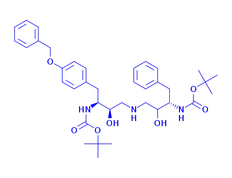 Molecular Structure of 162539-58-4 (tert-butyl [(2S,3R)-4-({(2R,3S)-4-[4-(benzyloxy)phenyl]-3-[(tert-butoxycarbonyl)amino]-2-hydroxybutyl}amino)-3-hydroxy-1-phenylbutan-2-yl]carbamate)