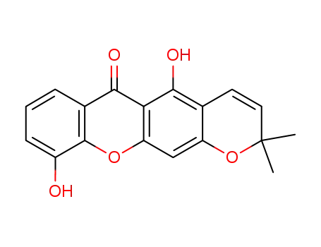Molecular Structure of 16265-56-8 (J167.440D1,5-Dihydroxy-6',6'-dimethylpyrano[2',3':3,2]xanthone)