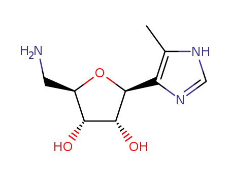 Molecular Structure of 187867-56-7 (D-Ribitol, 5-amino-1,4-anhydro-5-deoxy-1-C-(5-methyl-1H-imidazol-4-yl)-, (1S)- (9CI))