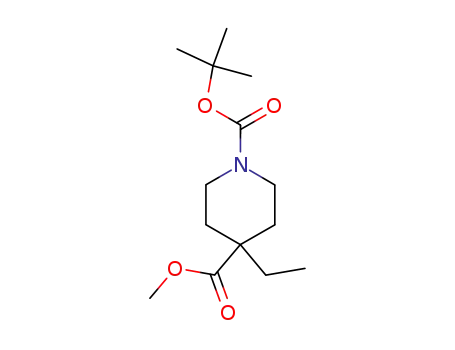 Molecular Structure of 578021-55-3 (1,4-Piperidinedicarboxylic acid, 4-ethyl-, 1-(1,1-dimethylethyl) 4-methyl ester)