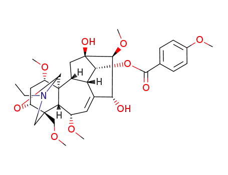 Molecular Structure of 119212-27-0 (Benzoic acid,4-methoxy-,(1S,4S,4aS,5S,7R,8S,9R,10R,10aS,11R,11aS,12S,14R)-2-ethyl-1,2,3,4,4a,5,7,8,9,10,10a,11-dodecahydro-7,9-dihydroxy-5,8,12-trimethoxy-4-(methoxymethoxy)-1,14-epoxy-9,11-methano-4,11a-propano-11aH-benzo[5,6]cyclohepta[1,2-c]pyridin-10-ylester (9CI))