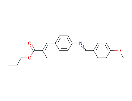 Molecular Structure of 18770-76-8 (2-Propenoic acid, 3-(4-(((4-methoxyphenyl)methylene)amino)phenyl)-2-me thyl-, propyl ester)