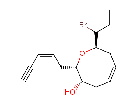 Molecular Structure of 139610-22-3 (2H-Oxocin-3-ol,8-[(1S)-1-bromopropyl]-3,4,7,8-tetrahydro-2-(2Z)-2-penten-4-yn-1-yl-,(2S,3S,8R)-)