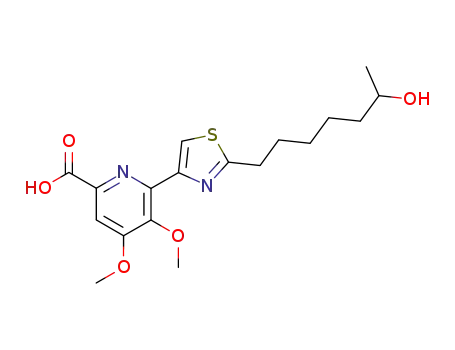 Molecular Structure of 188048-45-5 (6-[2-(6-Hydroxyheptyl)thiazol-4-yl]-4,5-dimethoxypyridine-2-carboxylic acid)