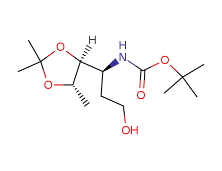 Molecular Structure of 142545-30-0 (4(S)-(N-tert-Butyloxycarbonyl)amino-6-hydroxy-2,3-(2S,3S)-isopropylidenedioxyhexane)