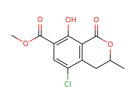 Molecular Structure of 344348-28-3 (5-Chloro-3,4-dihydro-8-hydroxy-3-Methyl-1-oxo-1H-2-benzopyran-7-carboxylic Acid Methyl Ester)