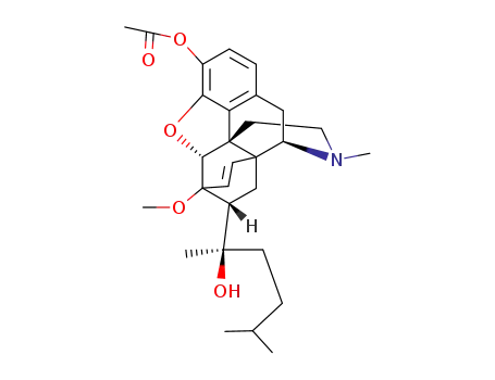 Molecular Structure of 16609-79-3 ((5alpha,18R)-18-[(2R)-2-hydroxy-5-methylhexan-2-yl]-6-methoxy-17-methyl-7,8-didehydro-18,19-dihydro-4,5-epoxy-6,14-ethenomorphinan-3-yl acetate)