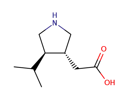 Molecular Structure of 194019-65-3 (3-Pyrrolidineaceticacid,4-(1-methylethyl)-,(3R-trans)-(9CI))