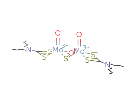 Molecular Structure of 67368-85-8 (Mo2O2(μ-O,S)[S2CN(n-Bu)2]2)