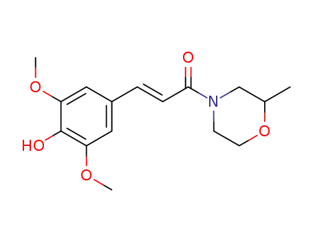Molecular Structure of 16562-71-3 (4-[3-(3,5-Dimethoxy-4-hydroxyphenyl)propenoyl]-2-methylmorpholine)