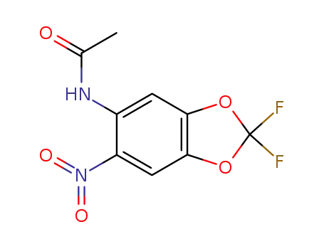 Molecular Structure of 1736-66-9 (N-(2,2-Difluoro-6-nitro-benzo[1,3]dioxol-5-yl)acetamide)