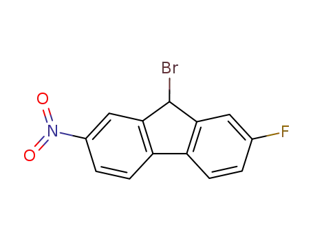 Molecular Structure of 1644-55-9 (9-bromo-2-fluoro-7-nitro-9H-fluorene)