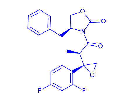 Molecular Structure of 166948-47-6 ((S)-4-benzyl-3-((R)-2-((R)-2-(2,4-difluorophenyl)oxiran-2-yl)propanoyl)oxazolidin-2-one)