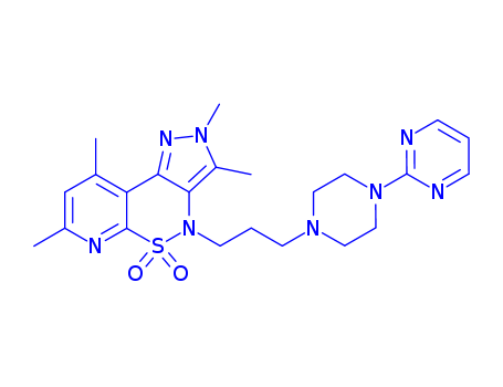 Pyrazolo[4,3-c]pyrido[3,2-e][1,2]thiazine,2,4-dihydro-2,3,7,9-tetramethyl-4-[3-[4-(2-pyrimidinyl)-1-piperazinyl]propyl]-,5,5-dioxide