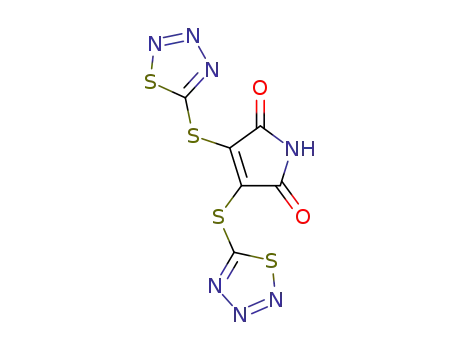Molecular Structure of 1656-16-2 (1H-Pyrrole-2,5-dione,3,4-bis(1,2,3,4-thiatriazol-5-ylthio)-)