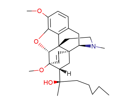 Molecular Structure of 16180-32-8 ((2R)-2-[(5alpha,18R)-3,6-dimethoxy-17-methyl-7,8-didehydro-18,19-dihydro-4,5-epoxy-6,14-ethenomorphinan-18-yl]heptan-2-ol)