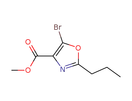 Molecular Structure of 166591-42-0 (4-Oxazolecarboxylicacid,5-bromo-2-propyl-,methylester(9CI))