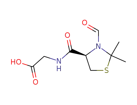 Molecular Structure of 74527-65-4 ((R)-N-(3-FORMYL-2,2-DIMETHYL-THIAZOLIDINE-4-CARBOXY)-GLYCINE)