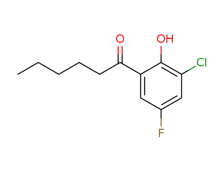 Molecular Structure of 1644-57-1 (1-(3-chloro-5-fluoro-2-hydroxyphenyl)hexan-1-one)