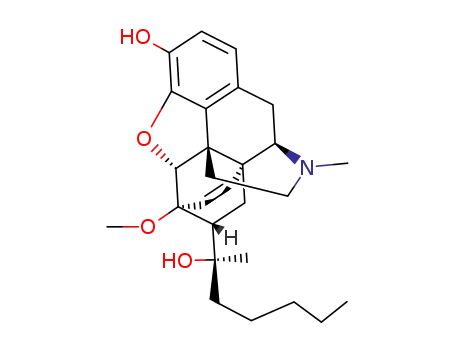 Molecular Structure of 16530-40-8 ((5alpha,18R)-18-[(2R)-2-hydroxyheptan-2-yl]-6-methoxy-17-methyl-7,8-didehydro-18,19-dihydro-4,5-epoxy-6,14-ethenomorphinan-3-ol)