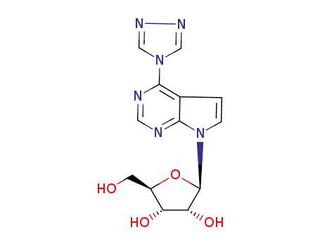 Molecular Structure of 163632-56-2 (7-(β-D-ribofuranosyl)-4-(1,2,4-triazol-4-yl)pyrrolo<2,3-d>pyrimidine)