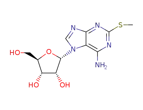 Molecular Structure of 16797-73-2 (2-(methylsulfanyl)-7-pentofuranosyl-7H-purin-6-amine)