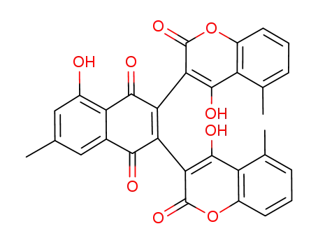 Molecular Structure of 86377-54-0 (5-hydroxy-2,3-bis(2-hydroxy-5-methyl-4-oxo-4H-chromen-3-yl)-7-methylnaphthalene-1,4-dione)