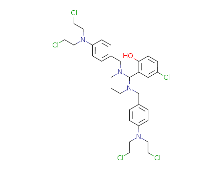 Phenol,2-[1,3-bis[[4-[bis(2-chloroethyl)amino]phenyl]methyl]hexahydro-2-pyrimidinyl]-4-chloro- cas  16785-65-2