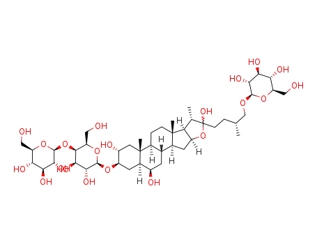 Molecular Structure of 118543-10-5 (b-D-Galactopyranoside, (2a,3b,5a,6b,22a,25R)-26-(b-D-glucopyranosyloxy)-2,6,22-trihydroxyfurostan-3-yl 4-O-b-D-glucopyranosyl- (9CI))