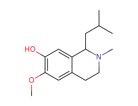 Molecular Structure of 19485-63-3 (1,2,3,4-Tetrahydro-6-methoxy-2-methyl-1-(2-methylpropyl)isoquinolin-7-ol)