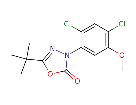 Molecular Structure of 19666-31-0 (5-tert-butyl-3-(2,4-dichloro-5-methoxyphenyl)-1,3,4-oxadiazol-2(3H)-one)