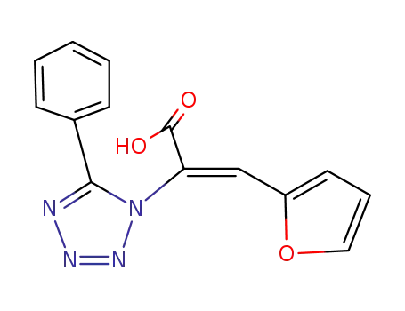 Molecular Structure of 19747-13-8 ((2Z)-3-(2-FURYL)-2-(5-PHENYL-1H-TETRAZOL-1-YL)ACRYLIC ACID)