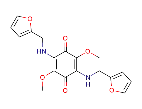 Molecular Structure of 16913-30-7 (2,5-bis[(furan-2-ylmethyl)amino]-3,6-dimethoxycyclohexa-2,5-diene-1,4-dione)