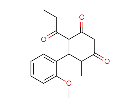Molecular Structure of 16831-02-0 (5-(2-methoxyphenyl)-4-methyl-6-propanoylcyclohexane-1,3-dione)