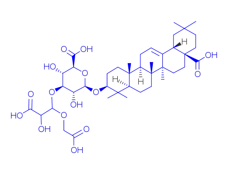 Molecular Structure of 168010-06-8 ((3beta)-28-hydroxy-28-oxoolean-12-en-3-yl 3-O-[(1S,2S)-2-carboxy-1-(carboxymethoxy)-2-hydroxyethyl]-beta-D-glucopyranosiduronic acid)