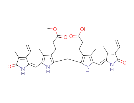 3-{2-{3-(2-Methoxycarbonyl-ethyl)-4-methyl-5-[4-methyl-5-oxo-3-vinyl-1,5-dihydro-pyrrol-(2E)-ylidenemethyl]-1H-pyrrol-2-ylmethyl}-4-methyl-5-[3-methyl-5-oxo-4-vinyl-1,5-dihydro-pyrrol-(2E)-ylidenemethyl]-1H-pyrrol-3-yl}-propionic acid