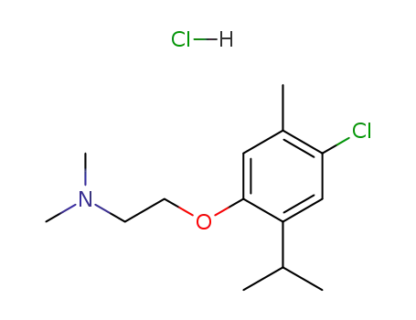 Molecular Structure of 16809-59-9 (2-[4-chloro-5-methyl-2-(propan-2-yl)phenoxy]-N,N-dimethylethanamine hydrochloride (1:1))
