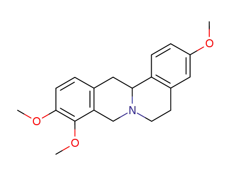 Molecular Structure of 19845-29-5 (6H-Dibenzo(a,g)quinolizine, 5,8,13,13a-tetrahydro-3,9,10-trimethoxy-)