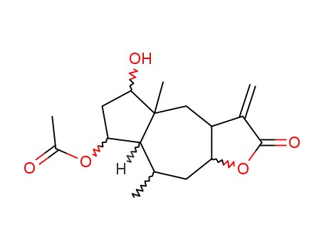 Molecular Structure of 16909-97-0 ((3aR,7aα,9aα)-7β-Acetoxydodecahydro-5β-hydroxy-4aβ,8β-dimethyl-3-methyleneazuleno[6,5-b]furan-2-one)