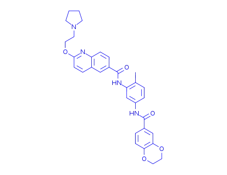 Molecular Structure of 1693731-40-6 (N-(5-(2,3-dihydrobenzo[b][1,4]dioxine-6-carboxamido)-2-methylphenyl)-2-(2-(pyrrolidin-1-yl)ethoxy)quinoline-6-carboxamide)