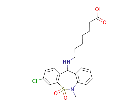 Molecular Structure of 66981-73-5 (Heptanoic acid,7-[(3-chloro-6,11-dihydro-6-methyl-5,5-dioxidodibenzo[c,f][1,2]thiazepin-11-yl)amino]-)
