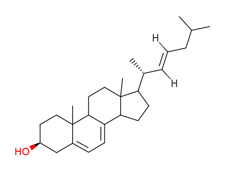 Molecular Structure of 19633-95-5 (5,7,22-cholestatrien-3beta-ol)