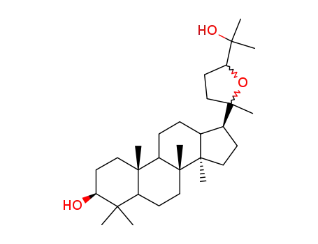 Molecular Structure of 28506-81-2 ((20R,24S)-20,24-Epoxydammarane-3β,25-diol)