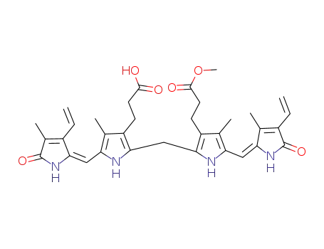 3-{2-{3-(2-Methoxycarbonyl-ethyl)-4-methyl-5-[3-methyl-5-oxo-4-vinyl-1,5-dihydro-pyrrol-(2E)-ylidenemethyl]-1H-pyrrol-2-ylmethyl}-4-methyl-5-[4-methyl-5-oxo-3-vinyl-1,5-dihydro-pyrrol-(2E)-ylidenemethyl]-1H-pyrrol-3-yl}-propionic acid